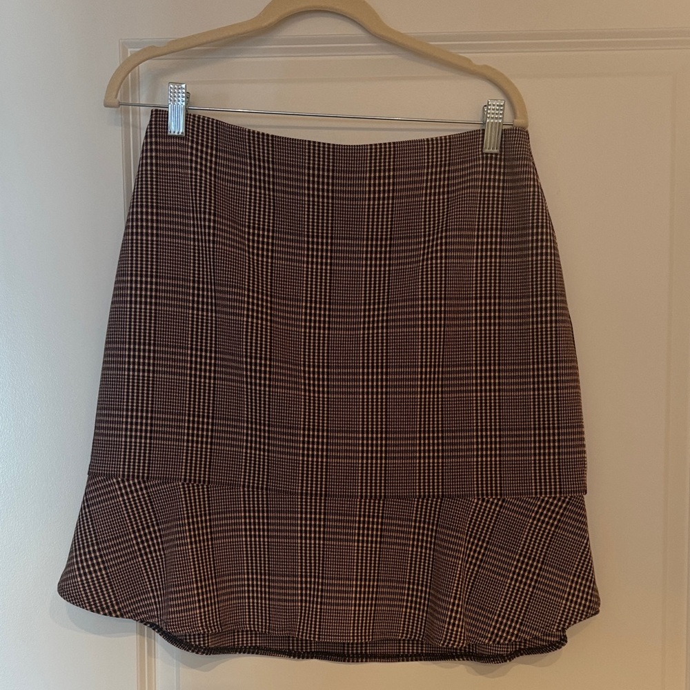 White House Black Market Black and Brown plaid skirt